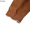 ZANZEA Women Elegant Casual V-Neck Solid Color 3/4 Sleeve Dress