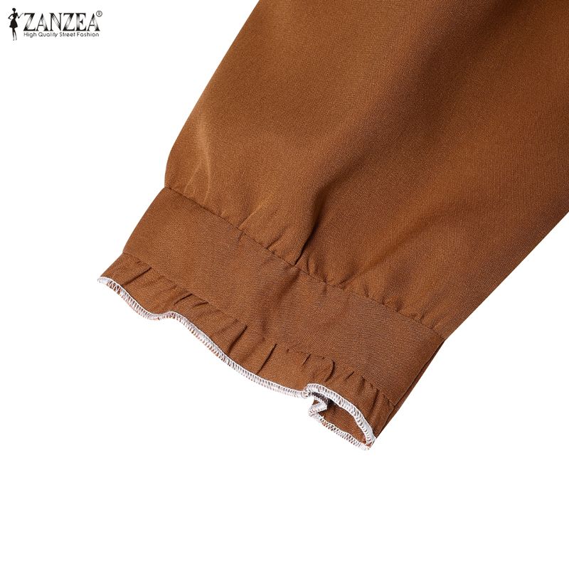 ZANZEA Women Elegant Casual V-Neck Solid Color 3/4 Sleeve Dress