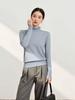Autumn Winter Women's Seamless Wool Sweater – Ruffle Trim, Slim Fit, High Neck, Machine Washable Base Layer, Solid Color.