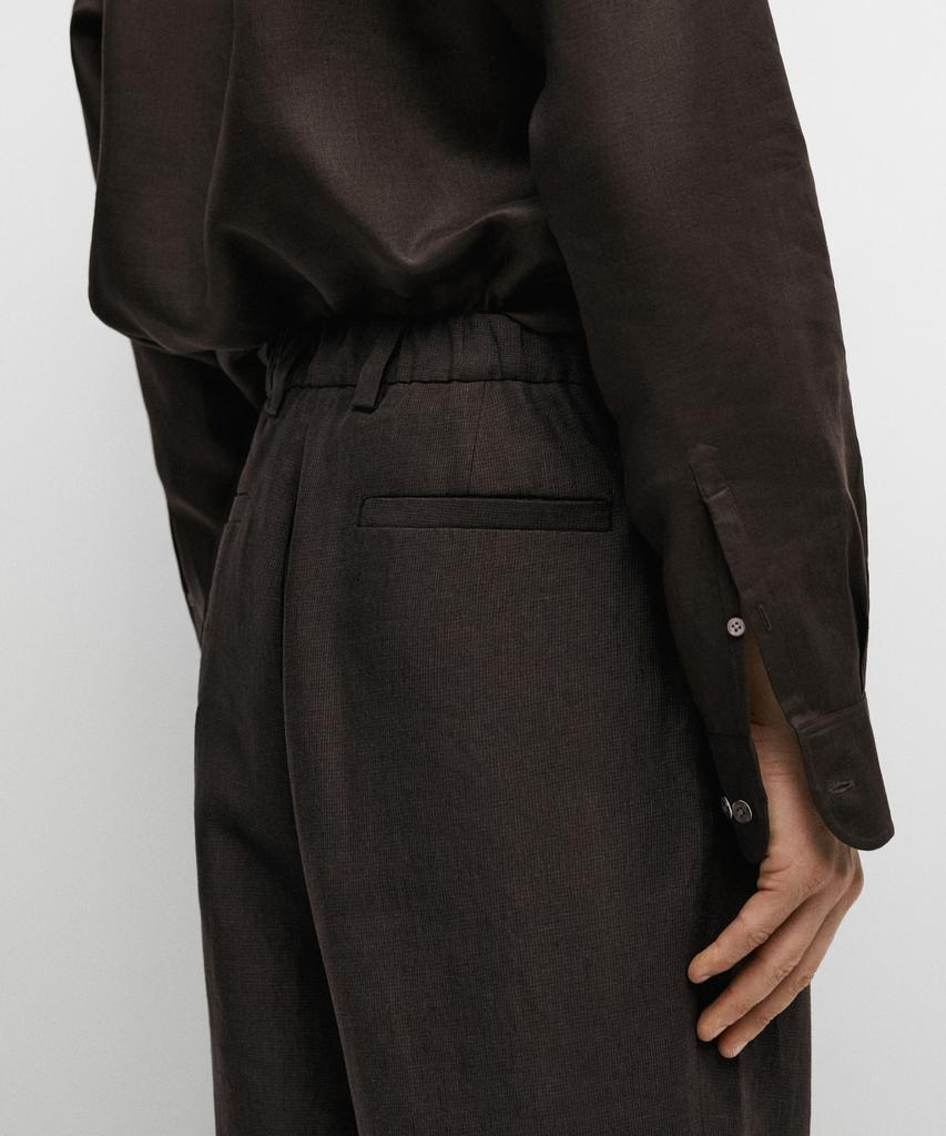 Masimodutti 100% Linen Houndstooth Pants
