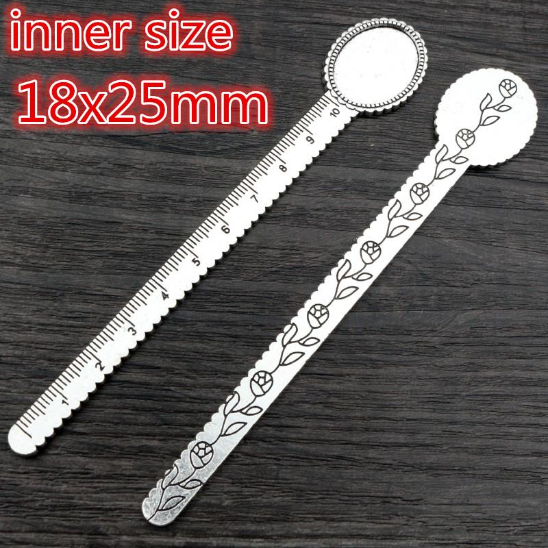 

2pcs 20mm/18x25mm Ruler Bookmark Base Tray Cabochon Base Blanks Settings and Glass Cabochon Cameo DIY Jewelry Making Accessories