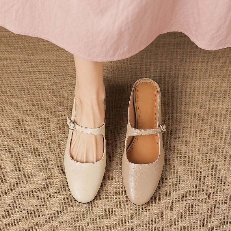 Krazing Pot sheepskin mules Summer Size 42 round Toe slip on Women Shallow Pumps
