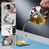 Pokaro Tea Heat-Resistant Glass Teapot, Fine Mesh, with Stainless Steel Strainer, 500ml, Clear, Round, Stovetop-Safe, Stylish Glass Teapot with Amber