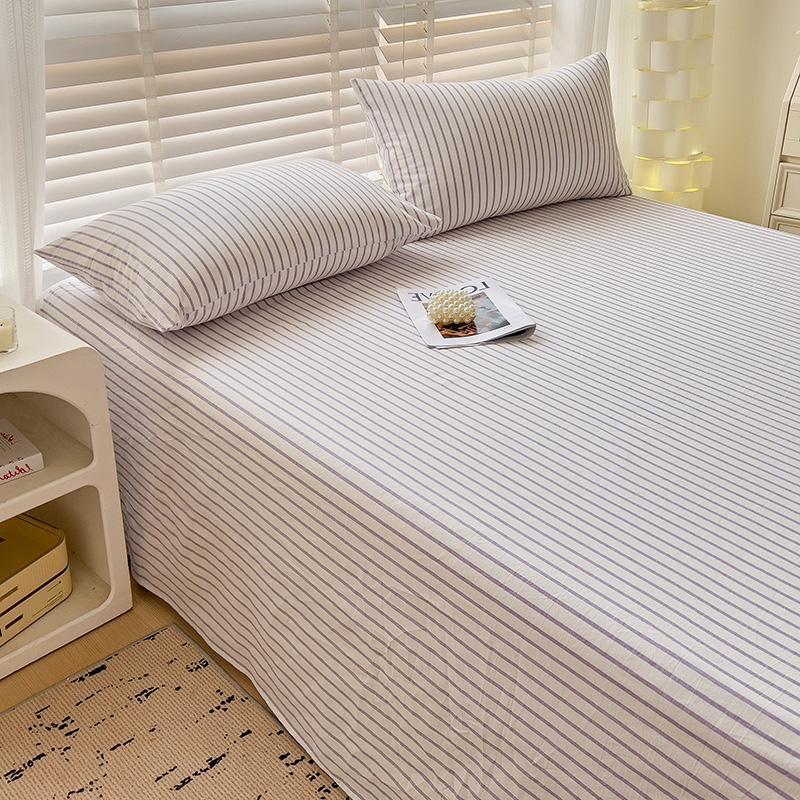 Minimalist Striped Thick Solid Bed Sheet For Single Double Household & Student Dormitory Bed