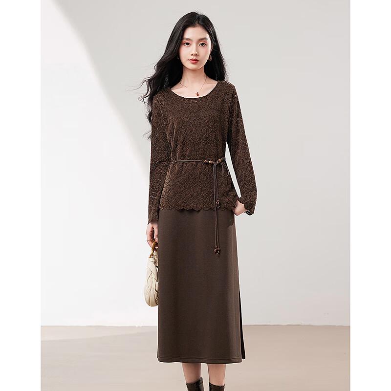 Elegantes Damen-Set mit Langarm-Oberteil und Kleid