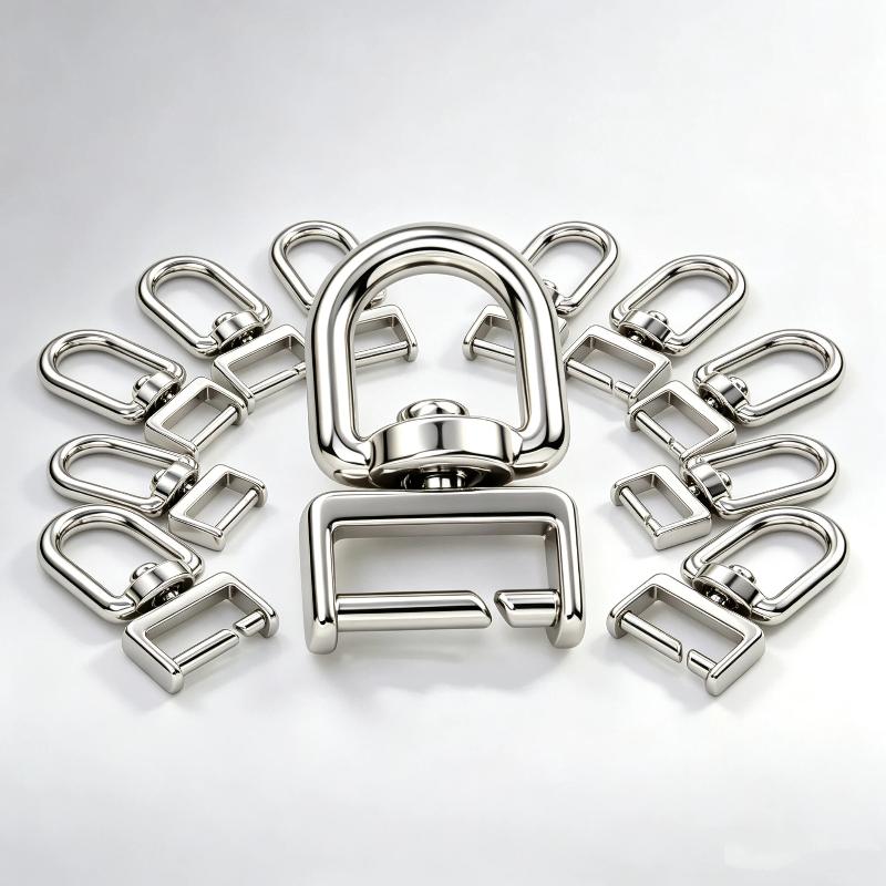Zinc Alloy Swivel D Ring Clasps 360 Degree Rotation Rust Resistant For Diy Bag Pet Collar Sewing Projects