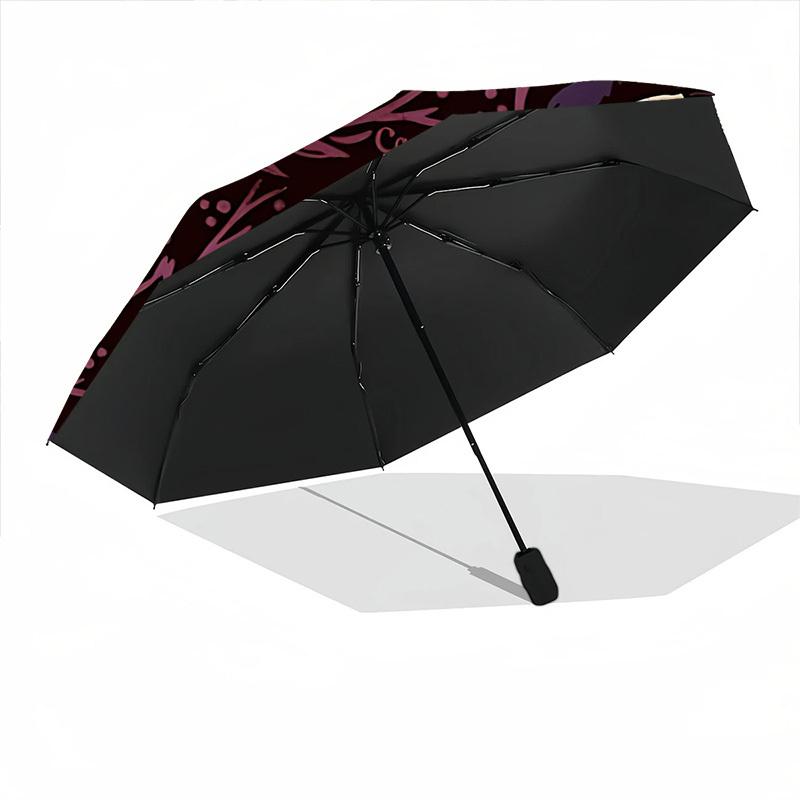 1pc Skulls Ravens Automatic Umbrella - 8-Rib Portable Folding Black Iron Frame for Outdoor, Beach, Travel, Beach Umbrella,011