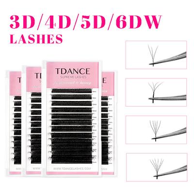 3D 4D 5D 6D Prefabricate Ventilatoare Extensie de gene W Style Faux Mink Natural Soft Bloom Lash Automatic Floare Volum Gene