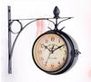 European Retro Double-Sided Decorative Iron Wall Clock for Living Room