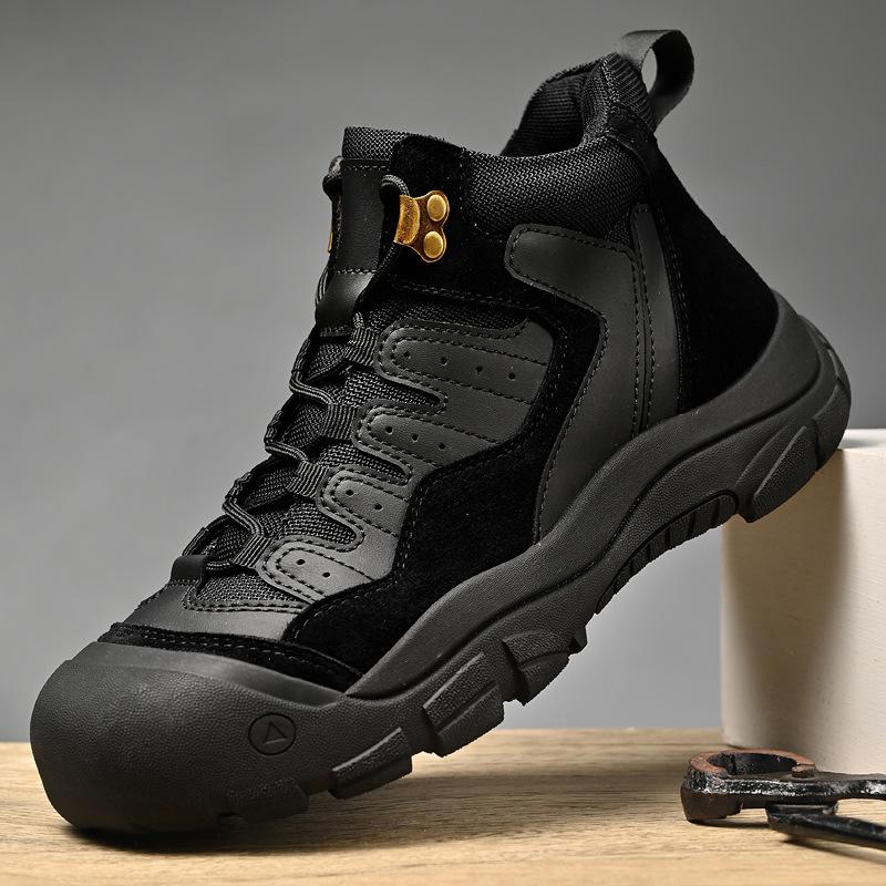 

Foreign trade hot-selling autumn and winter new men s outdoor leisure sports cross-border large-size thick-soled high-top tooling shoes 38 чёрный