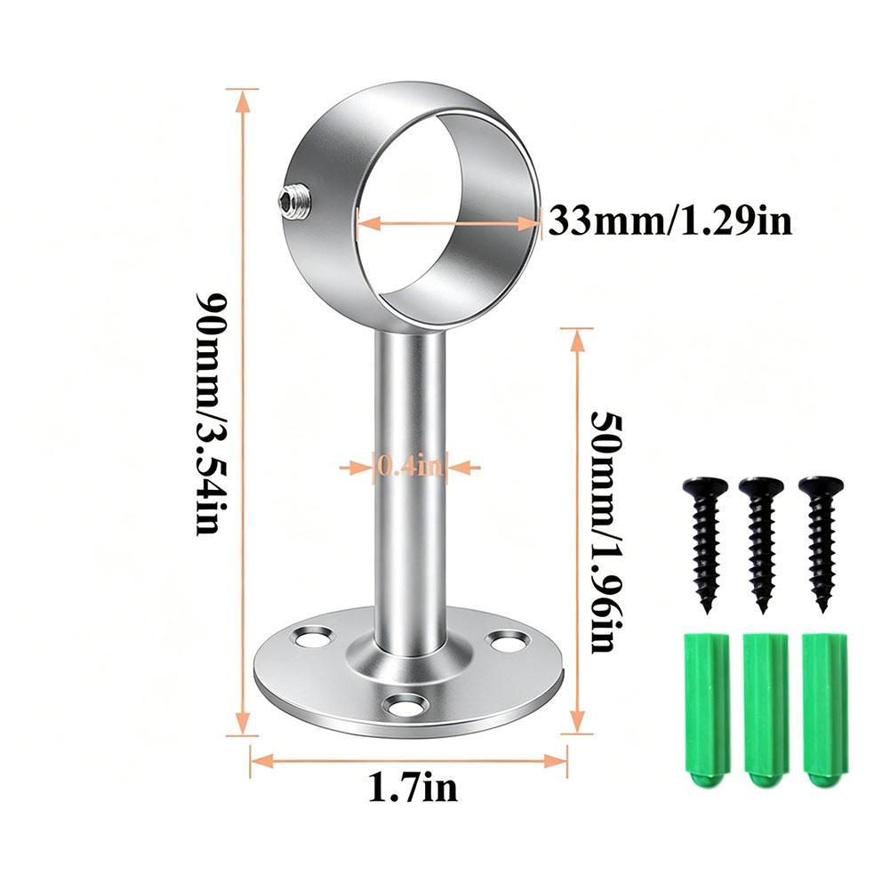 4-Pack Metal Curtain Rod Brackets for Wall Mounting with Construction for Bedroom Living Room Bathroom Kitchen Use