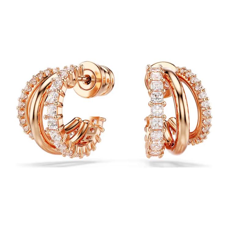 Swarovski Hyperbola Large Circle Mixed Cut Mini Cubic Zirconia Metal Rhodium Plated Earrings Women earrings Rose-Gold 5698702 Box (Random Color)