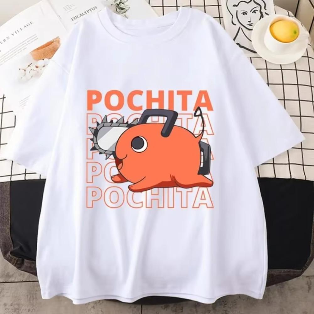 Anime T-Shirt Funny Pochita Graphic Printing Short Sleeve Summer Casual O-Neck Loose T-Shirt Tops Hip Hop Harajuku Oversized Tee