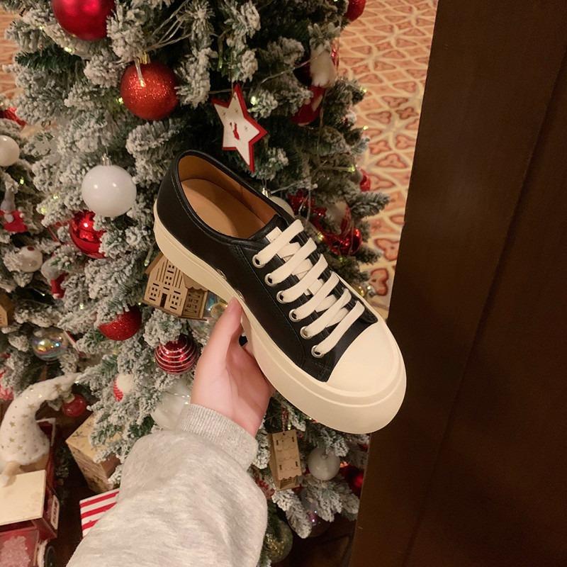 Big head shoes sports muffin lace-up black inner height increase thick sole ugly cute casual shoes women