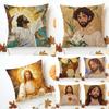 Jesus Christus Porträt Christliche Kunst Kissenbezug Waschbar Leinen Komfort Weich für Sofa Bett Gemütliches Zuhause Zimmerdekoration