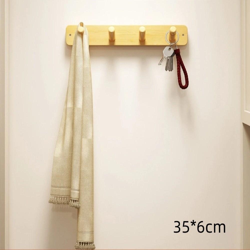 With Hooks Wall Mounted Coat Rack Storage Function Hanging Shelf Wooden Storage Rack Living Room