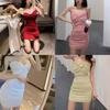 Summer Girl Dress With High Waist Sleeveless Knitted Business Casual For Office And Party