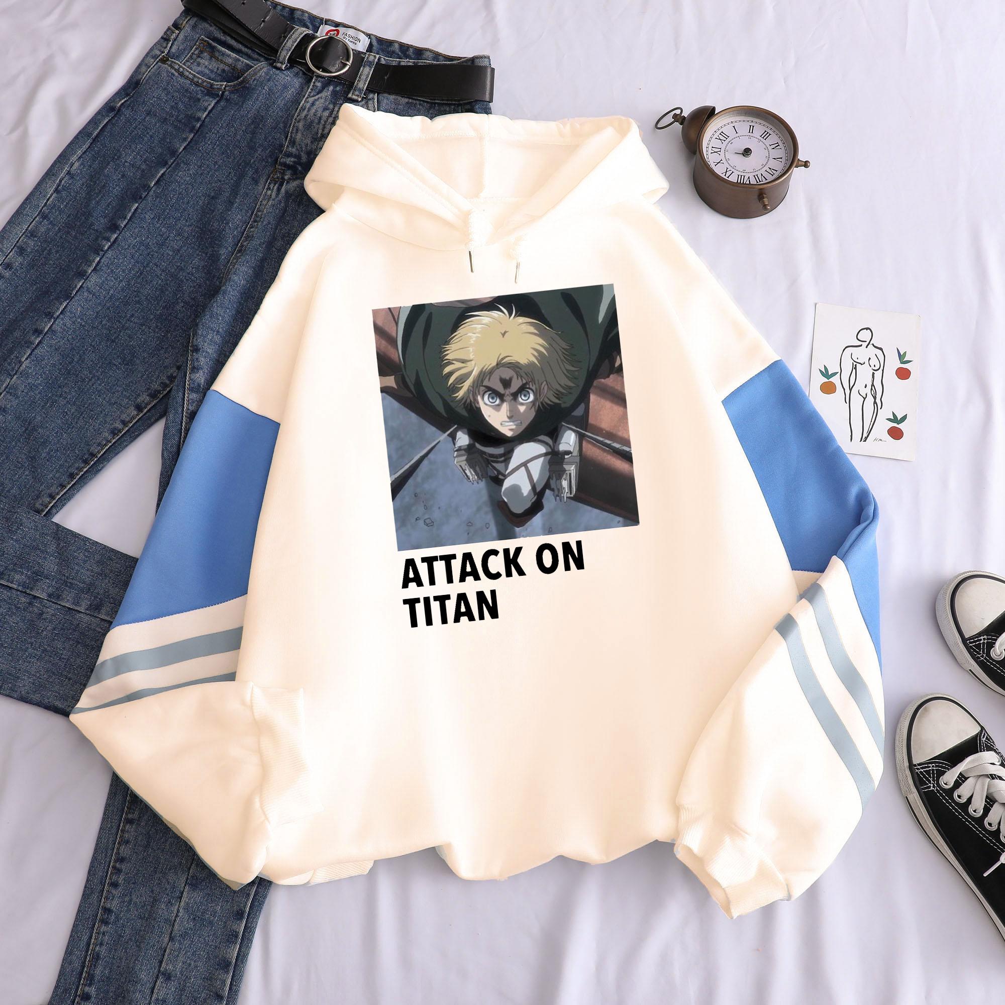 Горячие японские аниме-графические толстовки с капюшоном Attack On Titan Armin Arlert уличные толстовки с капюшоном в стиле мультфильма унисекс в стиле пэчворк XS бежевый 1949₽