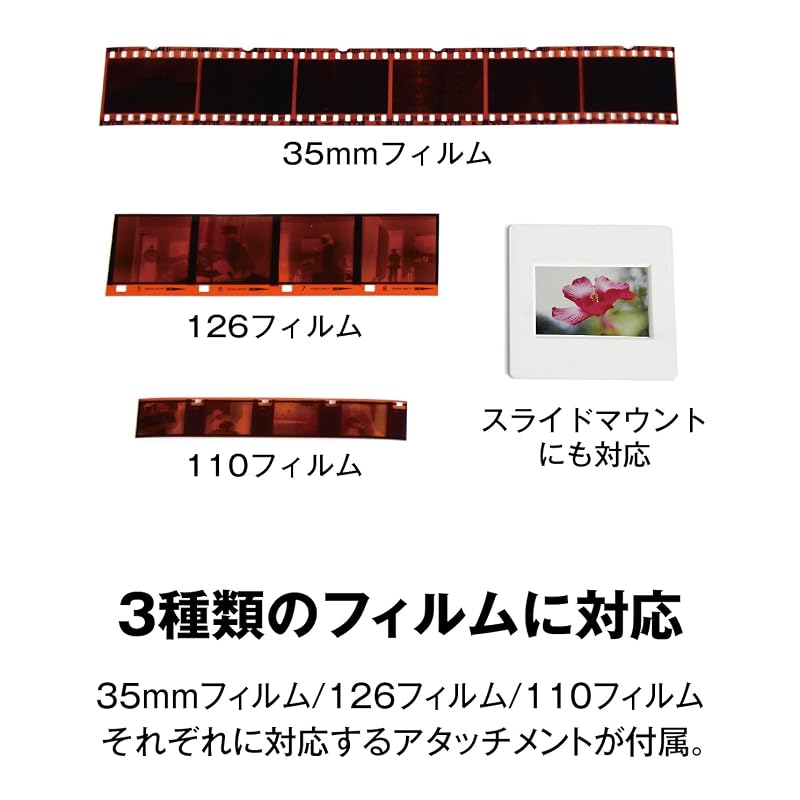 [Kenko KFS-14DFST Film Scanner with LCD Protector Set] Supports 35/110/126 film, 12.4 million effective pixels, 5.0-inch IPS LCD, SDHC card slot, USB