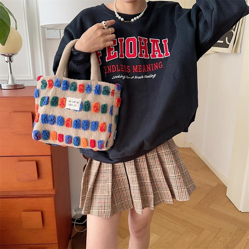 Plüsch-Beuteltasche, Damentasche, Umhängetasche, tragbare Umhängetasche, Einkaufs-Aufbewahrungstasche