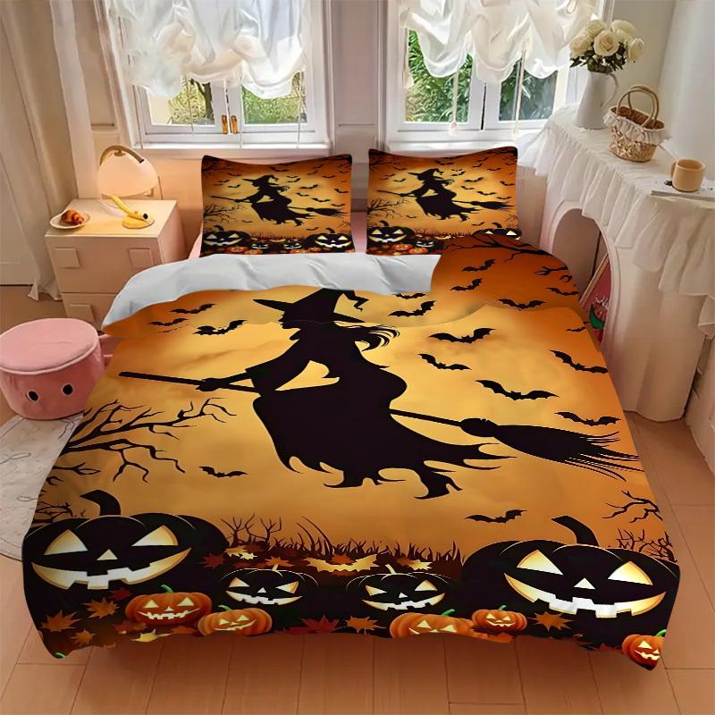 3pcs Halloween witch Bedding Set. Soft and Comfortable with No Core Included (1x Duvet Cover + 2x Pillow Covers) yy251010111