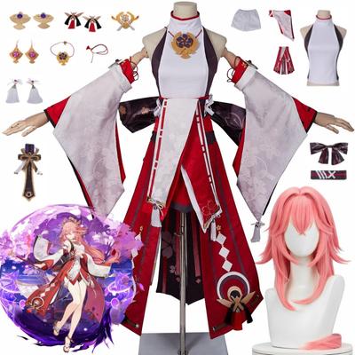 Anime Yae Miko Guuji Yae przebranie na karnawał Halloween kobiety gry jednolita sukienka stroje kostiumy