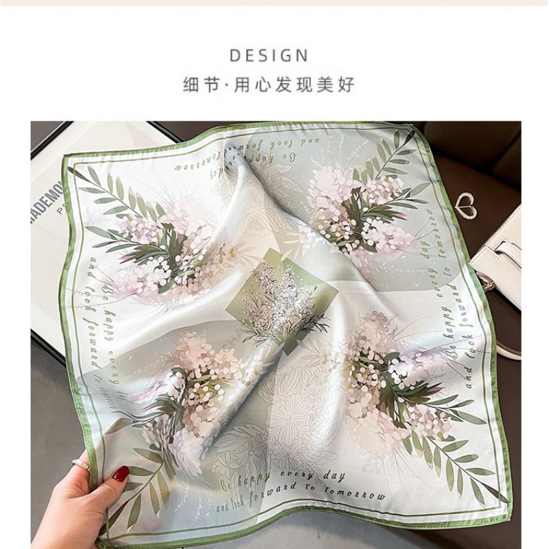 100% Pure Silk Square Scarf Women Lightweight Floral Print Neck Accessory