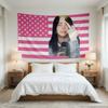 Virales Billie Eilish Wandteppich Rosa Amerikanische Flagge Premium Flachdruck Wandbehang Dekor