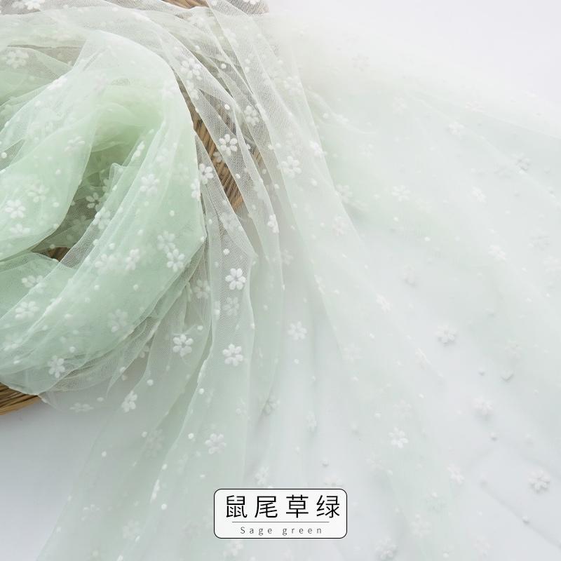 150x100cm/200cm Snowflake Flocked Mesh Fabric For Dresses,Women's Clothing Decoration, Window Screens Handmade DIY Fabric TJ5103