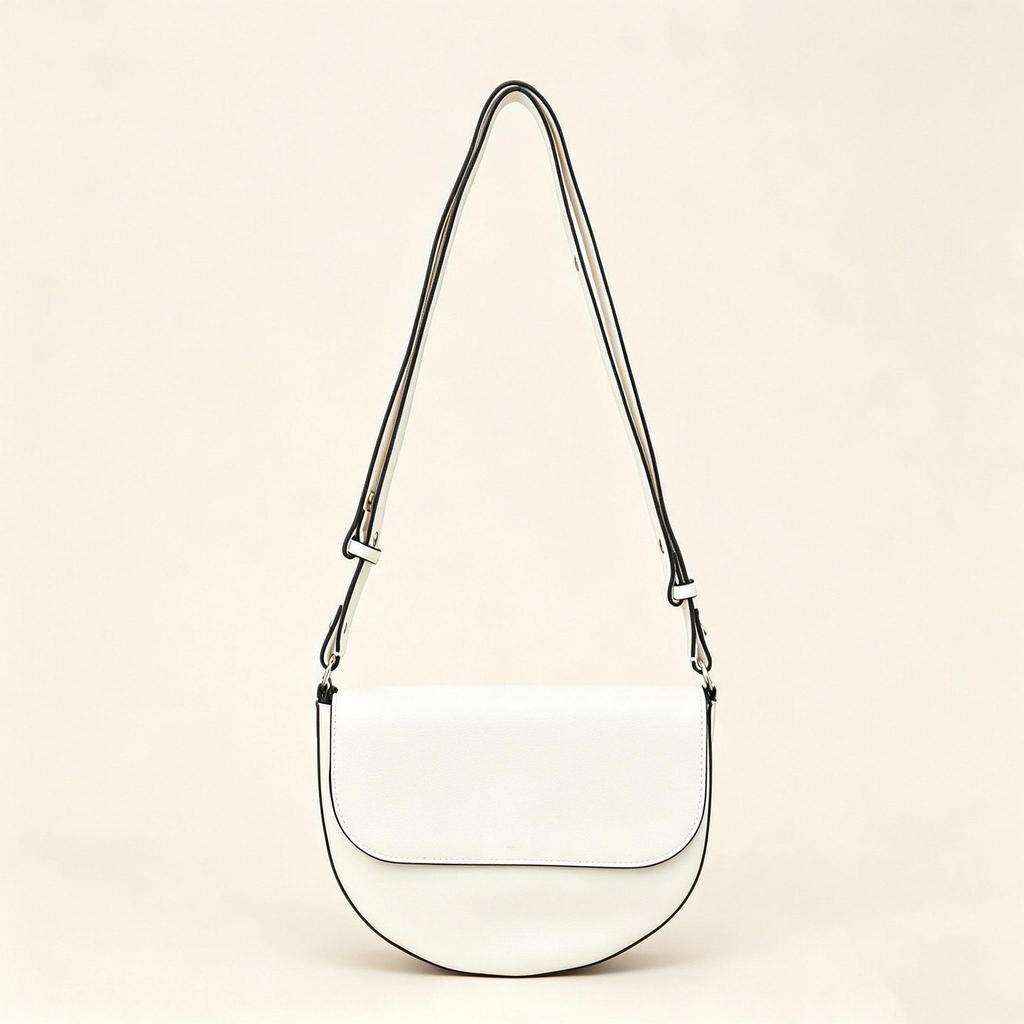 Women's Italian Leather Saddle Bag - Simple Style, Single Shoulder or Cross-Body with Magnetic Buckle