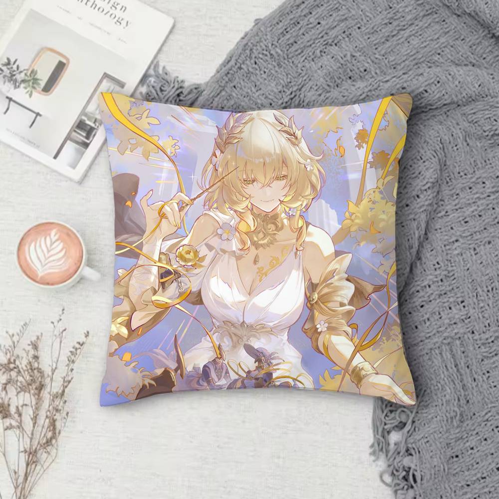 Honkai Series Anime Game Doublesided Printed Square Pillow Cover Decorative Cushion Cover for Sofa Bedroom Bedside