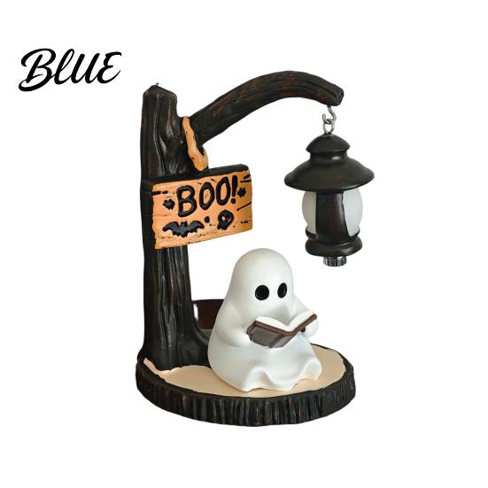 Mysterious Witch Statue Halloween Witch/Ghost LED Lamp Gothic Resin Ornament with Warm Light for Glow Lamp Home Decor Desktop Spooky Night