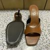 Summer Women High Heeled Sandals Open Toe Vintage Brown Pu Leather Outdoor  Ladies Casual Stilettos  Mules Shoes