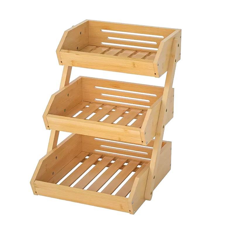 Bamboo Multi-layer Vegetable & Fruit Draining Storage Basket