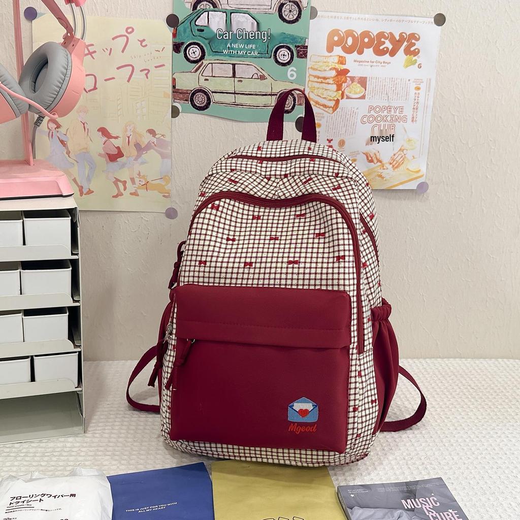 Słodki plecak w stylu japońskim z kokardą: Lekka, wodoodporna torba na ramię dla uczniów szkół średnich i ponadgimnazjalnych.