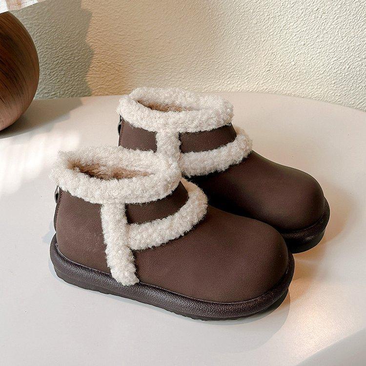 

Девочки зимние сапоги 2025 новые зимние детские сапоги на толстой подошве утепленные снегом хлопковые осенне-зимние теплые туфли для маленькой девочки 34 yards inner length 20.8 cm темно-коричневого
