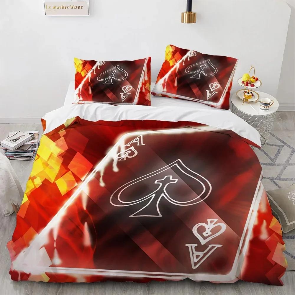 

Poker Cards Duvet Cover Set King Size,Player Games Bedding Sets,Chips Comforter Cover with Pillow Shames Comforter Cover 70x133cm