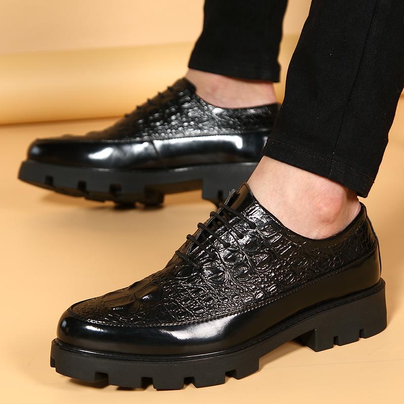 Fashion New Luxury Brand Mens Casual Shoes Italian Leather Thick Soled Business Formal Shoes Fashion Adult Elegant Male Oxford Shoes