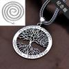 Vintage Tree Of Life Pendant Necklace Men Women Copper Geometric Charm With Adjustable Chain Retro Boho Jewelry