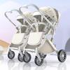 Lightweight Foldable Twin Stroller: High Landscape, Shock Absorbing, Two-Way for Newborns