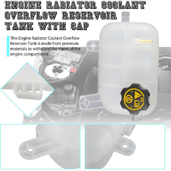 Engine Radiator Coolant Overflow Reservoir Tank With Cap Compatible With 2013- Buick Encore Chevrolet Trax L4 1.4L 1.8L Replaces 95269001 9579