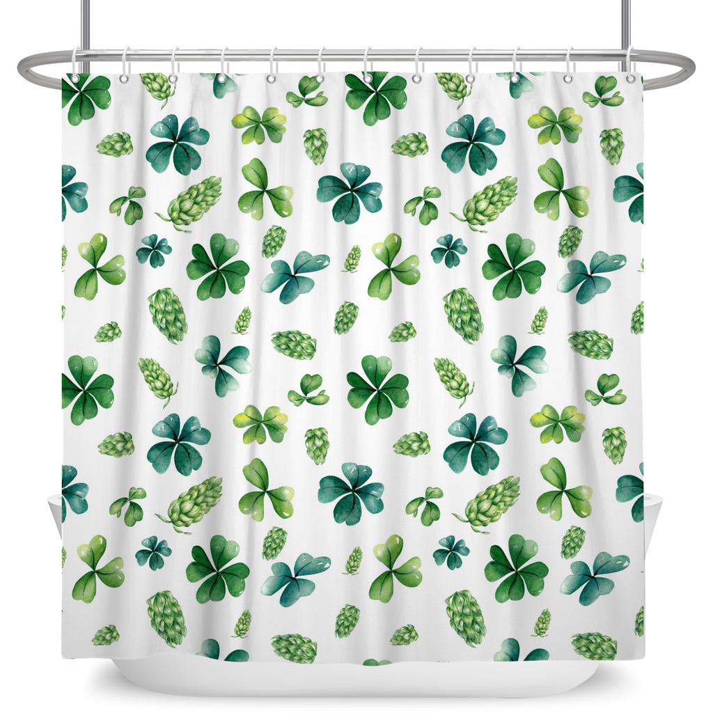 Modern Fresh Bathroom Shower Curtain Green Plants Colourful Flowers Bathroom Waterproof Curtain With Hooks Polyester Curtains