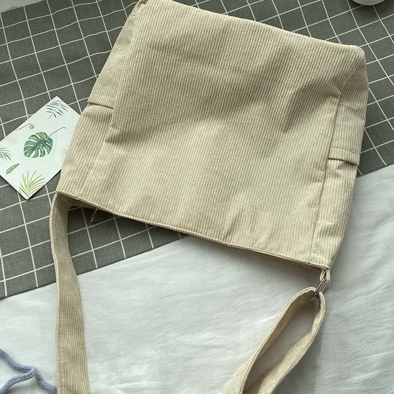 Hylhexyr Fashi Handbag Striped Corduroy Women's Shoulder Messenger Bag Large Capacity Casual Cross Body Bags Student Tote