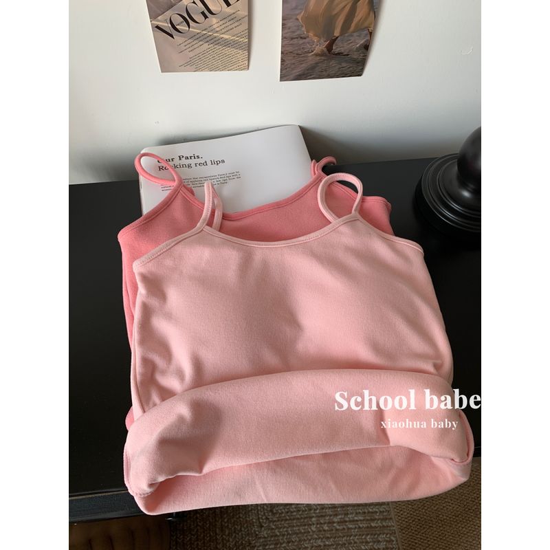 Kumikumi Basic Style Solid Color Sanding Warm Tank Tops Vest Women's Clothing Fall Slim Fit Thin Band Chest Pad Tops