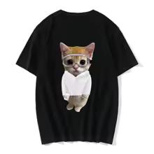 2025Funny Cat Printed Casual T-shirts For Men And Women Summer Fashion Men T-shirts Girls Boys Fashion Clothing Funny T-shirt 1