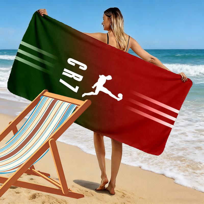Serviette de plage Art Football Dynamique CR7 Camping extérieur doux Serviette de piscine extérieure Séchage rapide Serviette de bain Absorbante Mode