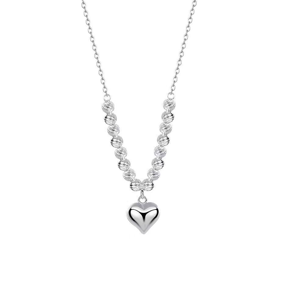 925 Sterling Silver Heart Pendant Necklace , Simple Stylish Design , Summer New Arrival for Women