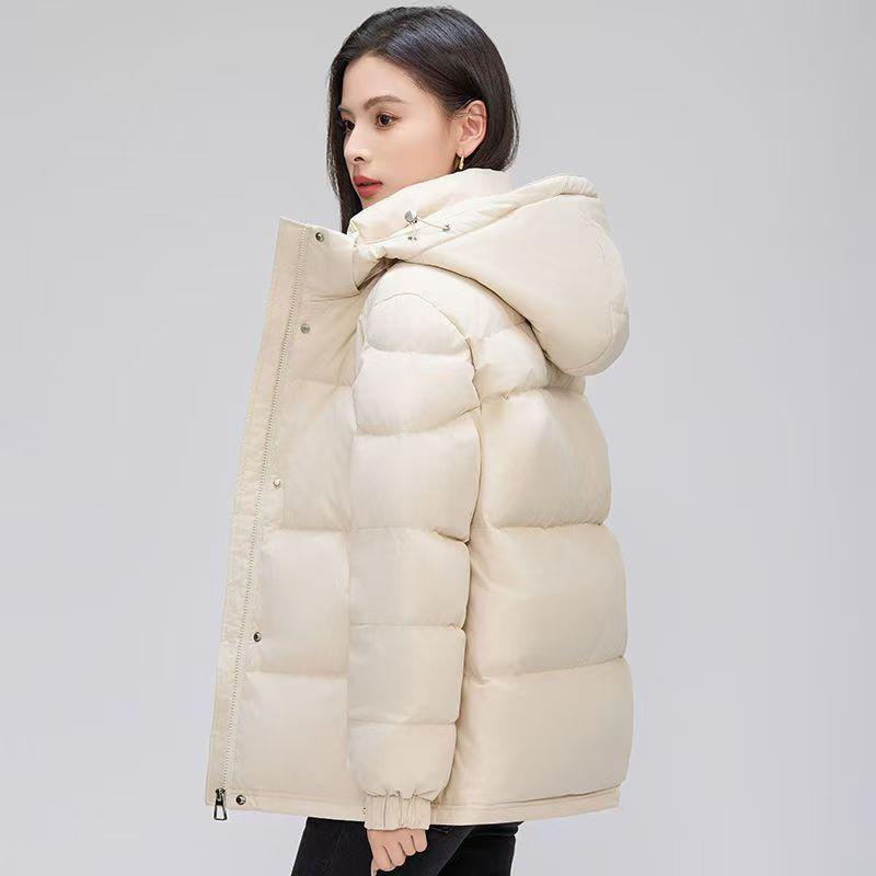 Thickened Down Cotton Jacket with Detachable Hood for Winter Petite