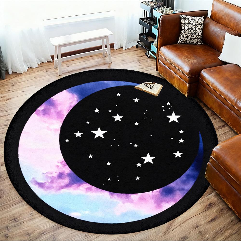1pc Moon Sky Round Chair mat office Area Rug - Non-Slip, Floor Mat for Office, Bedroom, Ideal home decor gift p0105050
