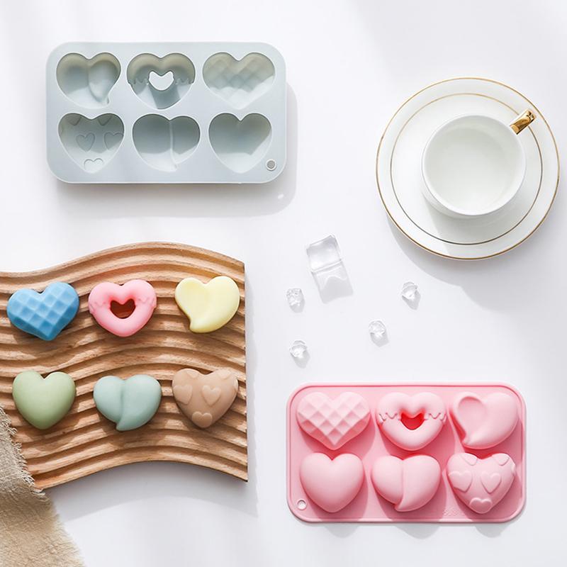 Heart Silicone Mold For Chocolates,6-Cavity Silicone Heart Chocolate Mold,Nonstick Heart Shaped Silicone Mold For Cupcakes,Candy